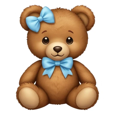 A beautiful brown teddy bear with light blue bow  sticker