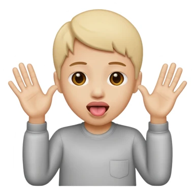 tongue sticking out with hands to the side hands facing outward sticker