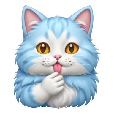 cat blowing light blue kiss sticker