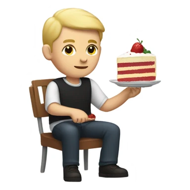 White guy with blonde hair, eating cake sticker