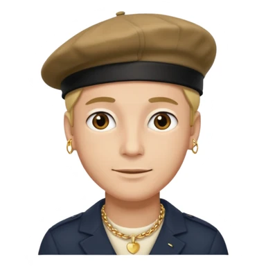 man with beret and necklace sticker