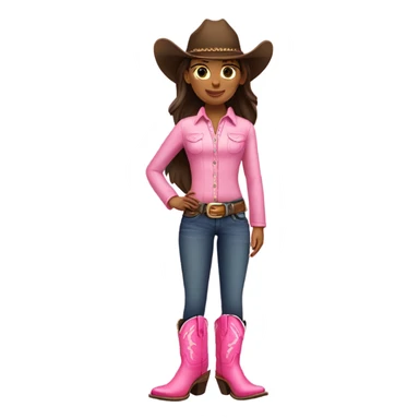 Brunette girl in pink cowboy boots sticker