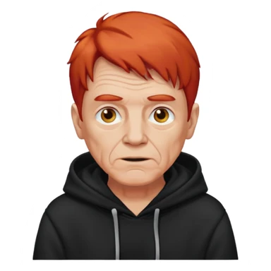 old man with red hair and black hoodie sticker