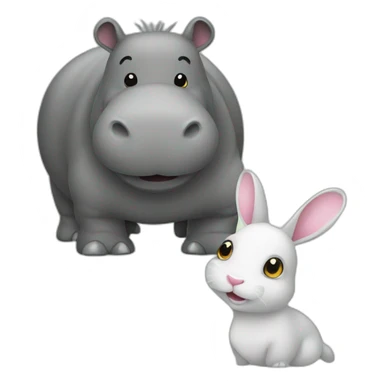 Hippopotame avec un lapin sticker