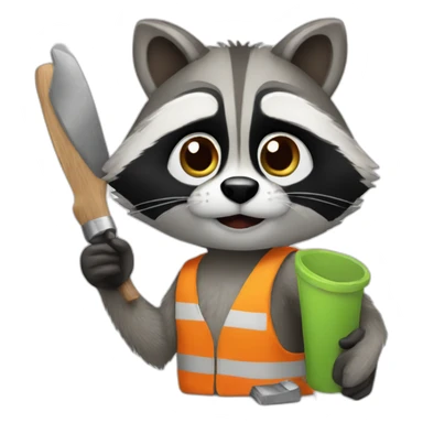 raccoon at work sticker