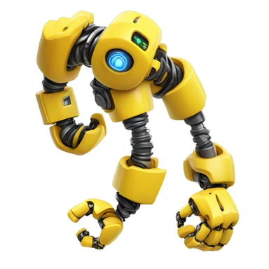 Flexing yellow robotic bicep with shocks and circuits that’s attached to the forearm sticker