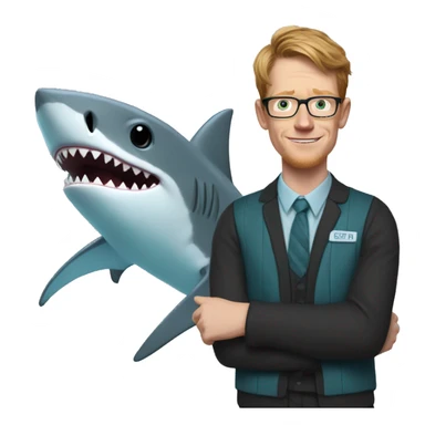 hank green in a shark costume saying thank you  sticker