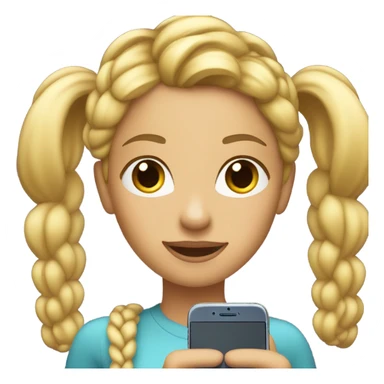 a blonde woman with braided hair showing her phone screen with the iMessage app icon visible sticker
