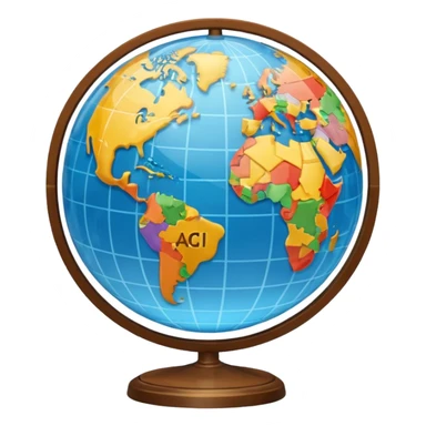 globe with letters A, Б, 文, حرف around it sticker
