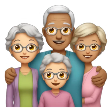 family of 3 with grandchild and 2 grandparents sticker
