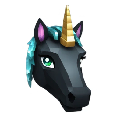 Minecraft Glitter Black Unicorn Head With Diamond Horn sticker