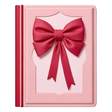 Junk journaling aesthetic book cover, tactile fabric textures, classic framing
Red yarn bow as focal point, soft shadows, calm pastel pink backdrop
Elegant, cozy, artistic, high-end print design sticker