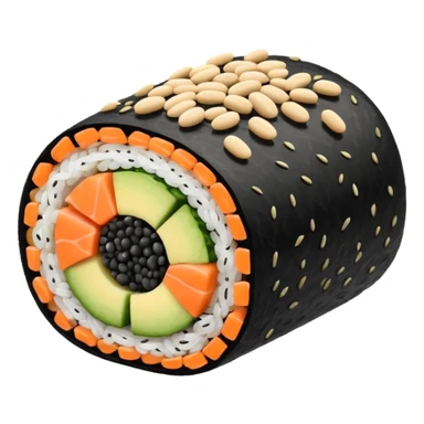 Roll bean sushi one in front of  sticker