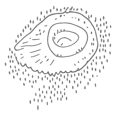 Create a hand-drawn sketch of Patomskiy crater with rough lines and monochrome style, using the reference image for structure. Emphasize a natural, sketchy look. sticker