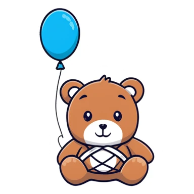 Cute teddy bear with a bandage holding a get well balloon sticker