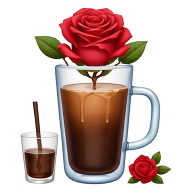 Cold brew coffee with roses denim red mini small size glas sticker