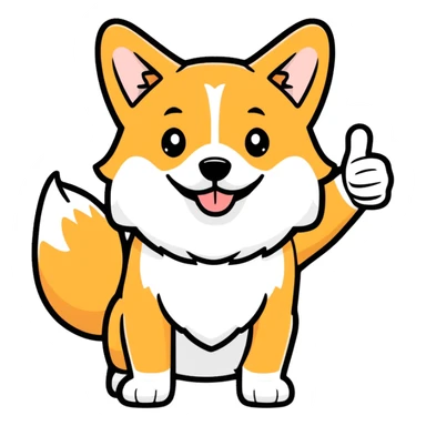 Corgi with thumbs up sticker