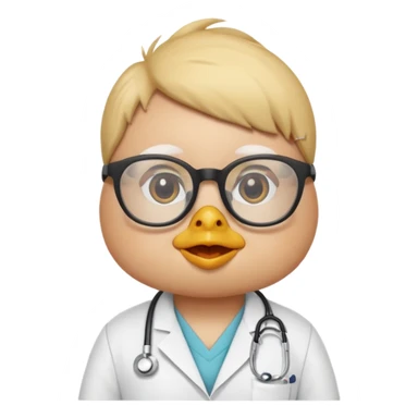 chick animal with glasses, wearing doctor uniform sticker