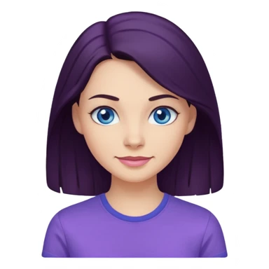 Smirking dark hair woman with blue eyes, wearing purple shirt 

 sticker