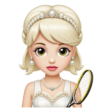 Pearl-encrusted Betsey Johnson white bridal tennis sticker