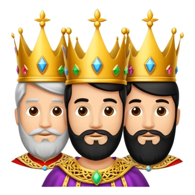 Un emoji de los tres reyes magos juntos(son tres hombres ,dos blancos y uno negro) sticker