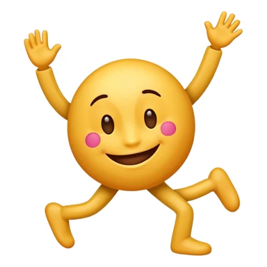 A cute 3D emoji of the English letter 'A' with cartoon arms and legs, dancing happily. Vibrant colors, expressive eyes, smiley face, high quality, white background, sticker style, glossy finish. sticker