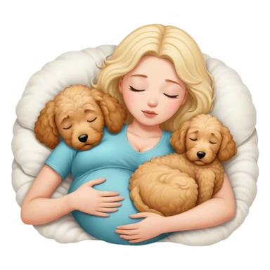 Pregnant pale white girl sleeping with goldendoodle sticker