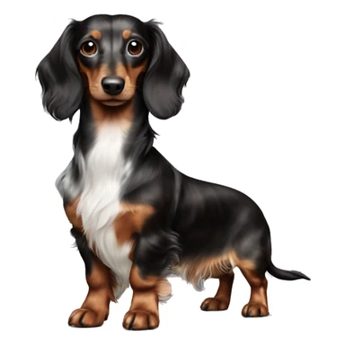 Black & brown Merle long haired Dachshund full body sticker