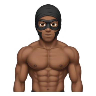 smug muscular african male black ski mask wearing guy with no top sticker