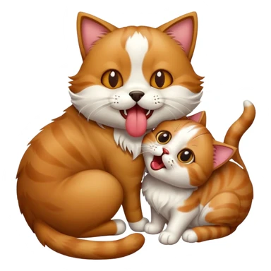 A cat licking a dog sticker