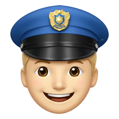 Emoticono de policía sonriente con gorra de policía municipal de Pamplona  sticker