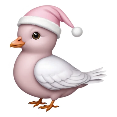 light pink beautiful magestic dove wearing light pink and white christmas hat  sticker