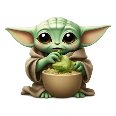 Baby yoda eating frog sticker