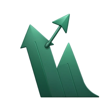 growth chart on white background with dark green curved upward arrow, no steps, minimalist style sticker
