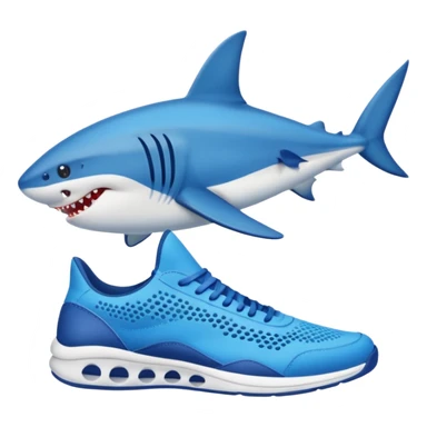 Tiburón con zapatos tenis azules sticker