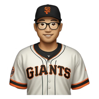 Asian with glasses and black sf giants baseball cap sticker