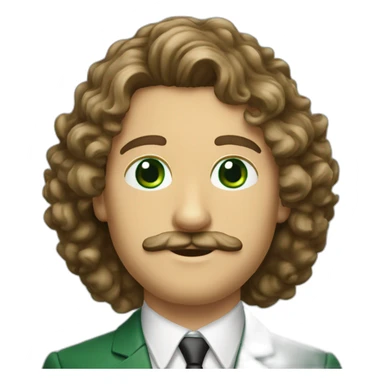 man-young-long-curly-hair-italian-green-eyes-mustache-bank-suit sticker