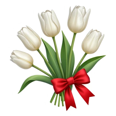 White tulips with a bow sticker