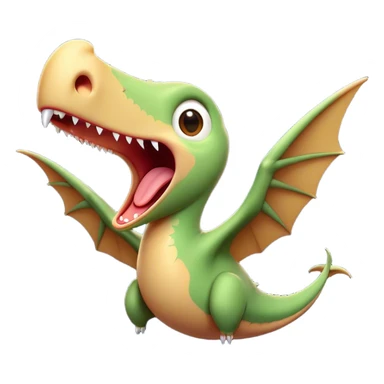 Cinematic Cute Yawning Pterodactyl Portrait Emoji, Head tilted slightly with a dramatic, wide-open yawn, showcasing a slender, gracefully curved body with softly drooping wings and sleepy, half-closed eyes, Simplified yet irresistibly cute features, highly detailed, glowing with a soft, cozy aerial glow, high shine, relaxed yet expressive, stylized with a dash of whimsical flight charm, soft glowing outline, capturing the essence of a drowsy yet affectionate Pterodactyl that appears ready to stretch and yawn its way out of the screen! sticker
