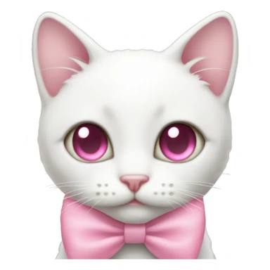 white kitty with pink heart eyes and a light pink bow sticker