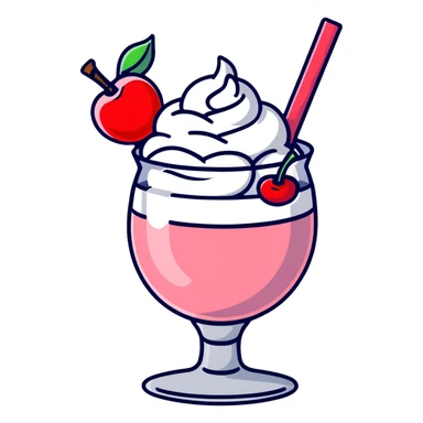 fancy pink frozen cocktail with whipped cream top and cherry sticker
