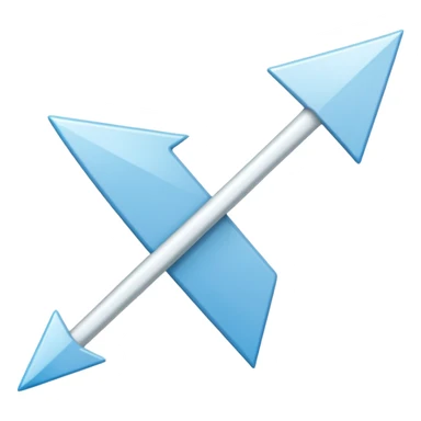 Extremely simplistic white arrow with light blue outline pointing sticker