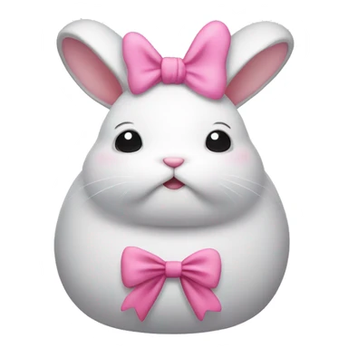 Fat rabbit wearing a pink bow sticker