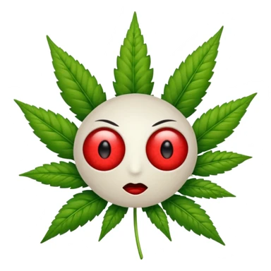 Red eyes emoji with weed sticker
