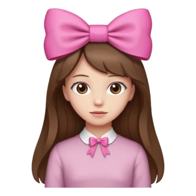 brown open hair from behind with pink bow sticker