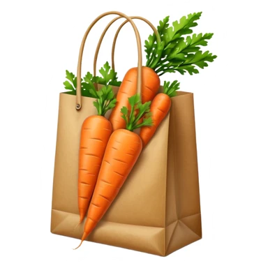 paper shopping bag with carrot. Transparent background sticker