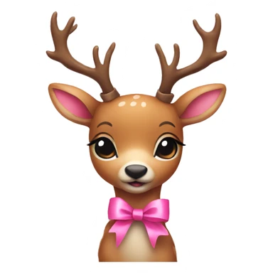 Cute deer with a pink ribbon sticker