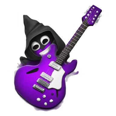 Un cuervo purpura enojado tocando una guitarra eléctrica vestido rockero sticker
