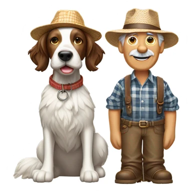 Old farmer man with springer spaniel  sticker
