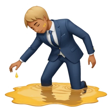 apple style emoji of a man who has fallen face down into a puddle sticker
